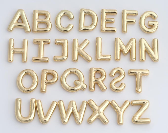 Initial Pendant,18K Gold Filled Letter Necklace, Alphabet Pendant, DIY jewelry Making Accessories,22x21x4.7mm