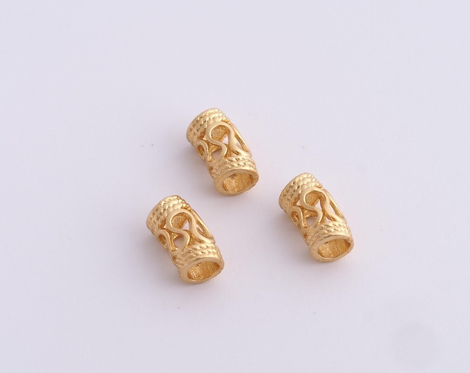5 pcs 18K Gold Filled Round Spacer Beads,Gold Tube Beads, Round Beads DIY Bracelet Necklace Earrings Jewelry Making,9x4.8mm