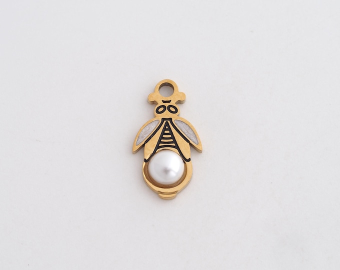 Stainless Steel Bee Pendant,Enamel Insect Charms,Bee Charm Bracelet Necklace for DIY Jewelry Making Supply,17x9.4x3.3mm