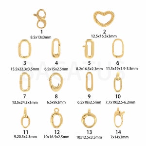 Cierre de clip de papel lleno de oro de 18 quilates, cierre de pulsera de collar, mosquetón, cierre de dije, cierre ovalado, suministros de joyería DIY,