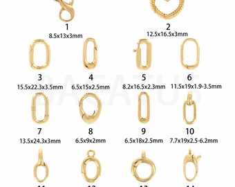 18K Gold Filled Paper Clip Clasp, Necklace Bracelet Clasp, Carabiner, Charm Clasp, Oval Clasp, DIY Jewelry Supplies,