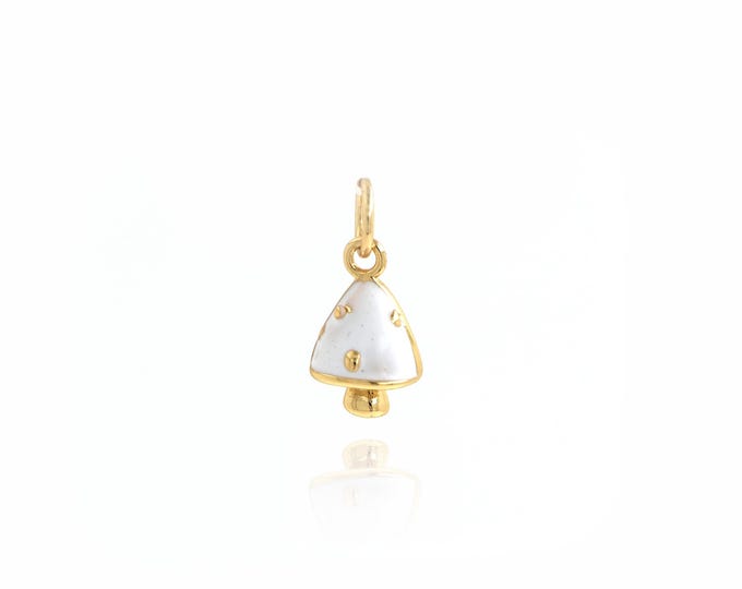 18K Gold Filled Mushroom Pendant,Gold Dainty Mushroom Charms,Enamel Charms,DIY Jewelry Making Supply,15x7.2x3.8mm