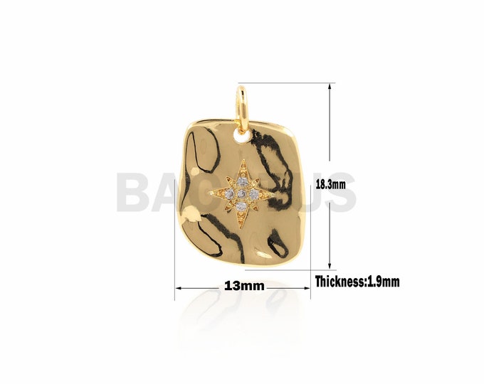 1PCS Micro-Pave Rectangular Polaris Necklace, Polaris Pendant, Polaris Jewelry, Polaris Charm, Celestial Charm 18.3x13x1.9mm