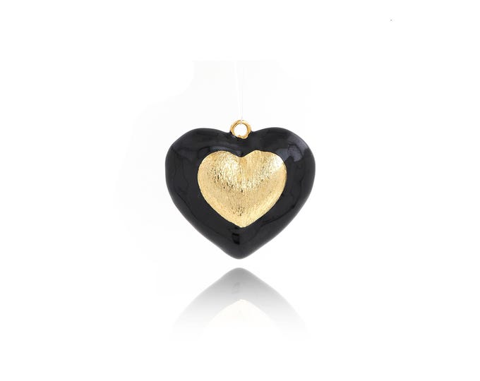 18K Gold Filled Heart Pendant,Enamel Heart Charms,Simple pendant Bracelet Necklace for DIY Jewelry Making Supply,33x35.5x16mm