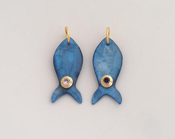 18K Gold Filled Fish Charm,Dainty Marine Life Pendant,CZ Fish Pendant ,DIY Jewelry Supplies,29x11.4x4.5mm