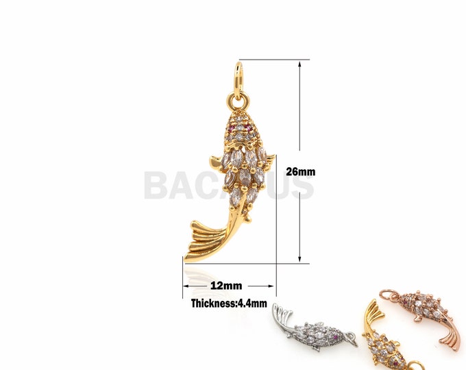 1PCS Small Carp Pendant Japanese Koi Pendant Underwater World Suitable for Bracelet Necklace Jewelry Articles 18K 26x12x4.4mm