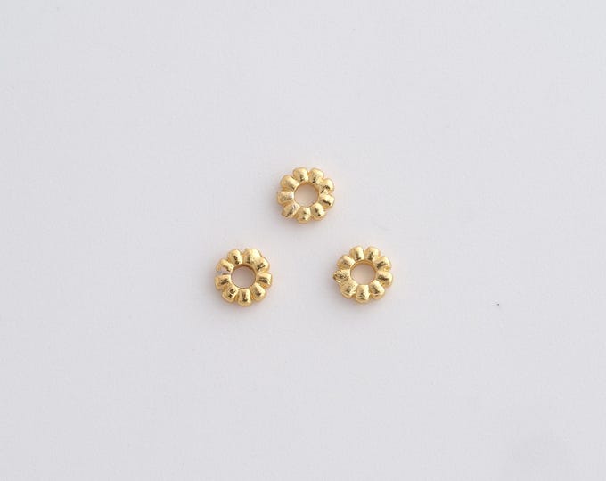 10 pcs 18K Gold Filled Round beads,Flat Beads,Large Hole Beads,DIY Bracelet Necklace Earrings Jewelry Making,3.9x1.2mm