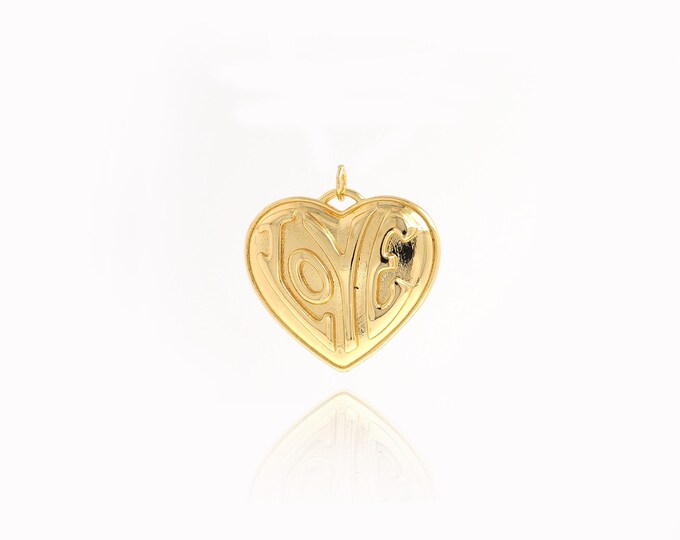18K Gold Filled Heart Pendant,Heart Charms,Simple pendant Bracelet Necklace for DIY Jewelry Making Supply,28x27.7x4.7mm