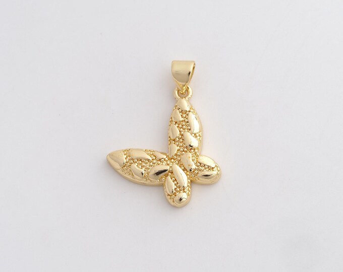 18K Gold Filled Butterfly Charm, Insect Pendant,Butterfly Necklace Charm, DIY Jewelry Supplies, 27.3x20.6x3.4mm
