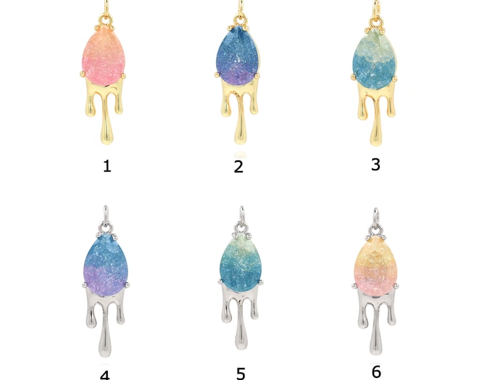 18K Gold Filled Water Drop Pendant,Gold Dainty Water Drop Charms,Simple Pendant Bracelet Necklace for DIY Jewelry Making Supply