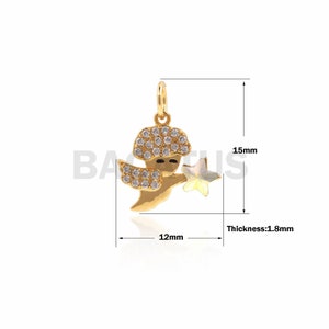1PCS Micro Pave Cupid Necklace, Star Pendant, Cupid Charm, Angel Pendant, Angel Charm, DIY Jewelry Making Supplies 15x12x1.8mm