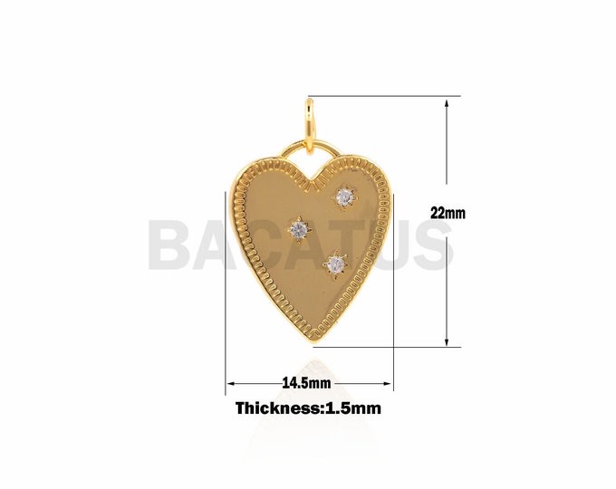 1PCS Heart-Shaped Pendant, Gold love Heart-Shaped Necklace, CZ Gold-Plated Delicate Heart-Shaped Star Pendant, Used For Jewelry Making
