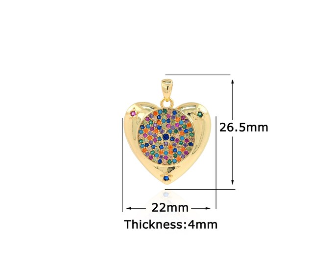 18K Gold Filled Heart Pendant,Gold Dainty Heart Charms,Heart Charm Bracelet Necklace for DIY Jewelry Making Supply