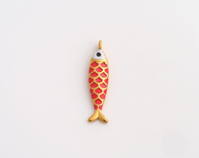 Stainless Steel Fish Pendant,Enamel Marine Life Charms,Fish Charm Bracelet Necklace for DIY Jewelry Making Supply,25.5x5.8x3mm