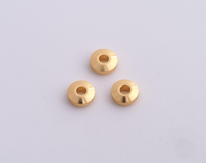 10 pcs 18K Gold Filled Round Spacer Beads,Gold Flat Beads, Disc Beads DIY Bracelet Necklace Earrings Jewelry Making,5.5x2mm