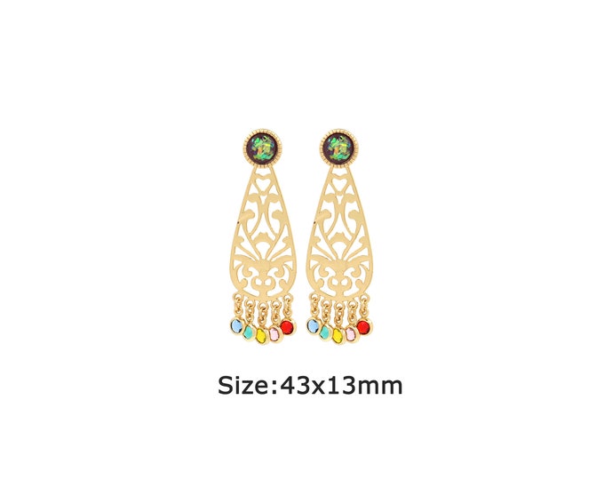 1pair 18K Gold Filling Tassel Stud Earrings,Gold Tassel Stud Earring,Simple Stud Earrings,Gift for Her