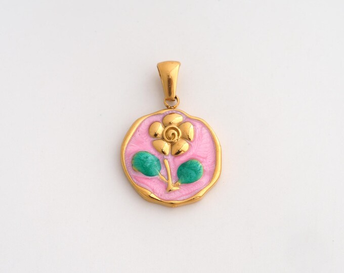 Stainless Steel Flower Pendant,Enamel Flower Charms,Flower Charms for DIY Jewelry Making Supply,28x18.2x3.2mm