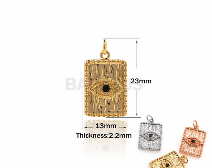 1PCS Square Eye Pendant Cubic Zirconia 18K Gold Filled Eye Charm DIY Jewelry Making Supplies Accessories 23x13x2.2mm