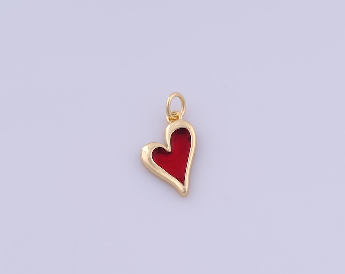 Heart Pendant,18K Gold Filled Love Necklace, Enamel Heart Pendant, DIY jewelry Making Accessories,19.6x10x1.8mm