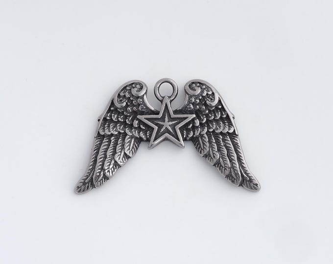 Stainless Steel Retro Wings Pendant,Angel Charms,Cupid Charm Bracelet Necklace for DIY Jewelry Making Supply,29.6x45.8x3.2mm
