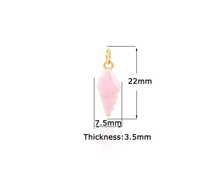18K Gold Filled Conch pendant,Gold Dainty Conch Charms,Simple pendant Bracelet Necklace for DIY Jewelry Making Supply