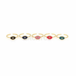 18K Gold Filled Enamel Eye Ring,Eye Charm, Enamel Charm, Gold Open Ring, Adjustable Ring, Eye Ring, Thin Ring