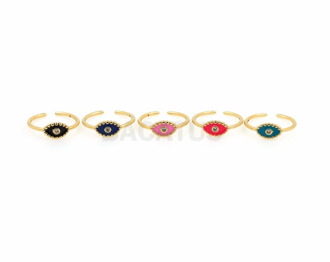 18K Gold Filled Enamel Eye Ring,Eye Charm, Enamel Charm, Gold Open Ring, Adjustable Ring, Eye Ring, Thin Ring