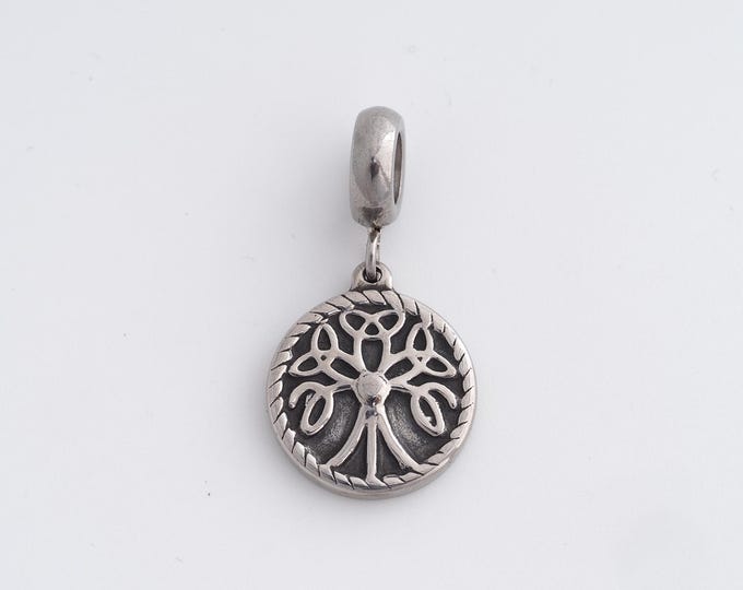 Stainless Steel Tree of Life Pendant,Round Charms,Tree Charm Bracelet Necklace for DIY Jewelry Making Supply,28.5x15x2.2mm