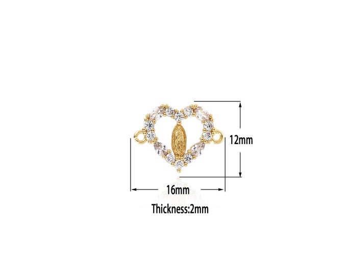 18K Gold Filled Virgin Mary Pendant,Gold Catholic Charms,Religion Charm Bracelet Necklace for DIY Jewelry Making Supply