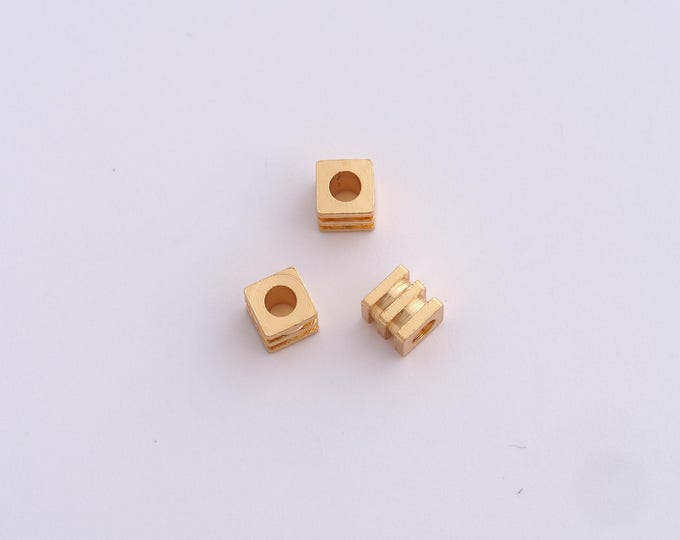 10 pcs 18K Gold Filled Square Spacer Beads,Gold Tube Beads, Square Beads DIY Bracelet Necklace Earrings Jewelry Making,4.2x4mm