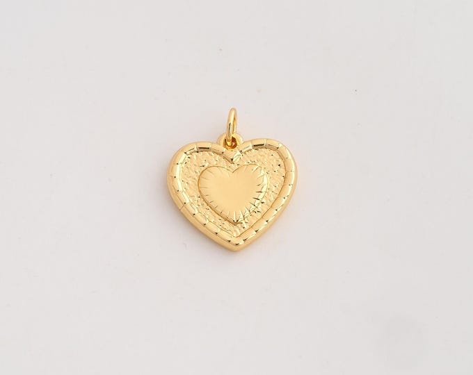 18K Gold Filled Heart Charm,Dainty Love Pendant,Heart Pendant ,DIY Jewelry Supplies,19.5x16.8x2.5mm