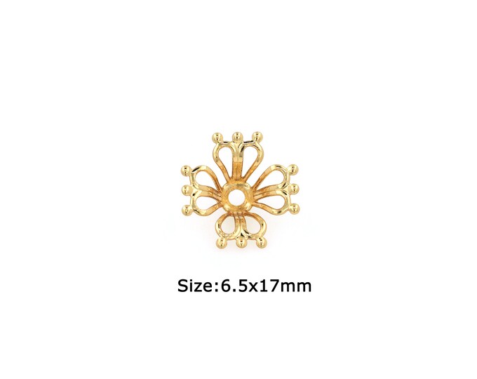 18K Gold Filled Flower Beads Cap,Gold Flower Beads Cap, DIY Bracelet Necklace Earrings Jewelry Making