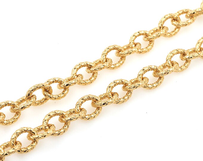 18K brass gold-plated oval chain, DIY welding chain, discovery chain, semi-finished necklace and bracelet making supplies 1meter