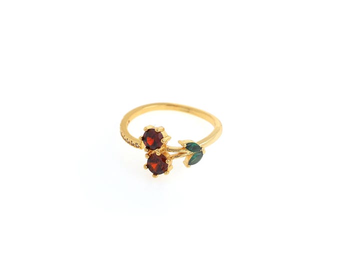Gold Stackable Ring,Cherry Ring,Adjustable Ring, Open Ring,Cherry Ring