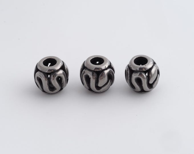 1 pcs Stainless Steel Retro Ball Spacer Beads,Silver Round Beads,Ball Beads DIY Bracelet Necklace Earrings Jewelry Making,10x9.7mm