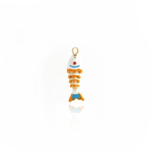 Fish Pendant,Fish Necklace,18K Gold Filled Marine Animal Necklace,Enamel Charm,DIY Jewelry Supplies,31.2x9x6mm