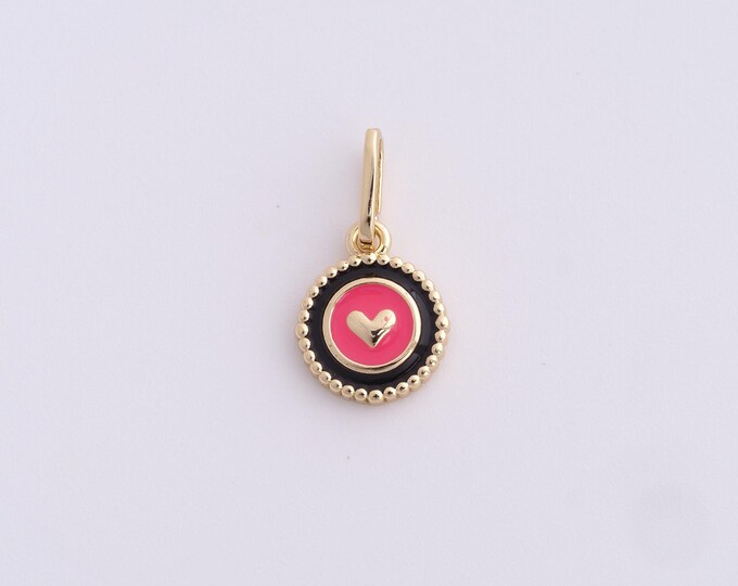 Enamel Heart Pendant 18k Gold Filled Love Pendant Minimalist Bracelet Necklace Accessories Making Supplies 19x10.2x2.3mm
