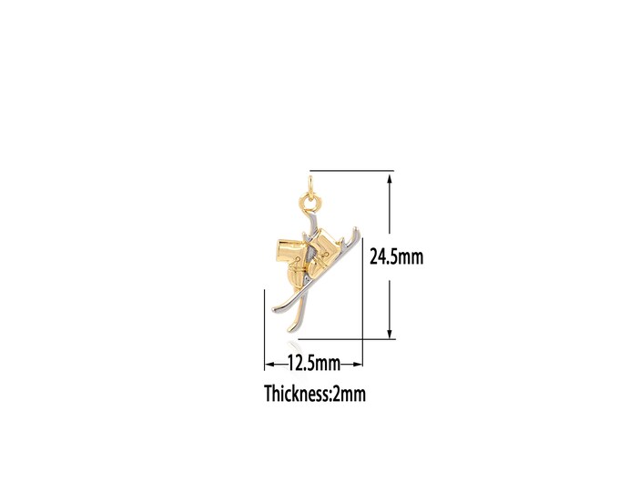 18K Gold Filled Skates Pendant,Gold  Dainty Charms, Minimalist  Charm Bracelet Necklace for DIY Jewelry Making Supply