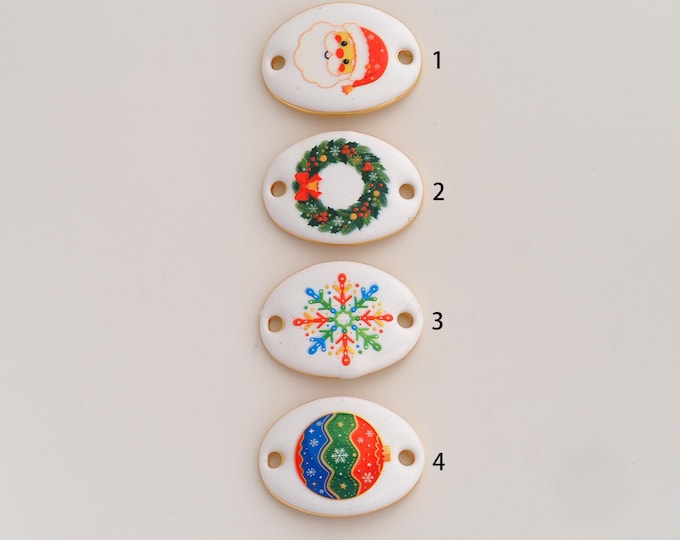 18K Gold Filled Christmas Themed Connector,Enamel Christmas Connector,Christmas Themed Connector for Jewelry Making 25.2x18.7x2.3mm