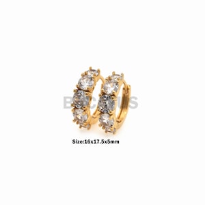 1Pair Hoop Earrings, Small Hoop Earrings, Cz Hoop Earrings, Cartilage Ring, Earring Earrings Pave Hoop Earrings, Tragus Ring 16x17.5x5mm