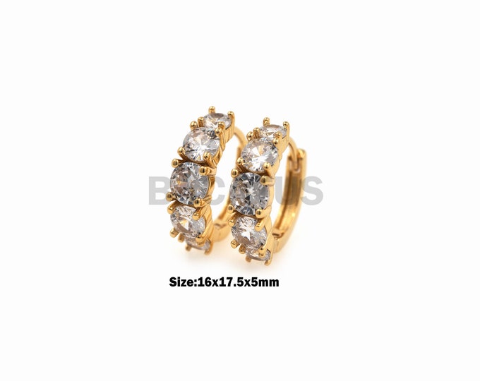 1Pair Hoop Earrings, Small Hoop Earrings, Cz Hoop Earrings, Cartilage Ring, Earring Earrings Pave Hoop Earrings, Tragus Ring 16x17.5x5mm