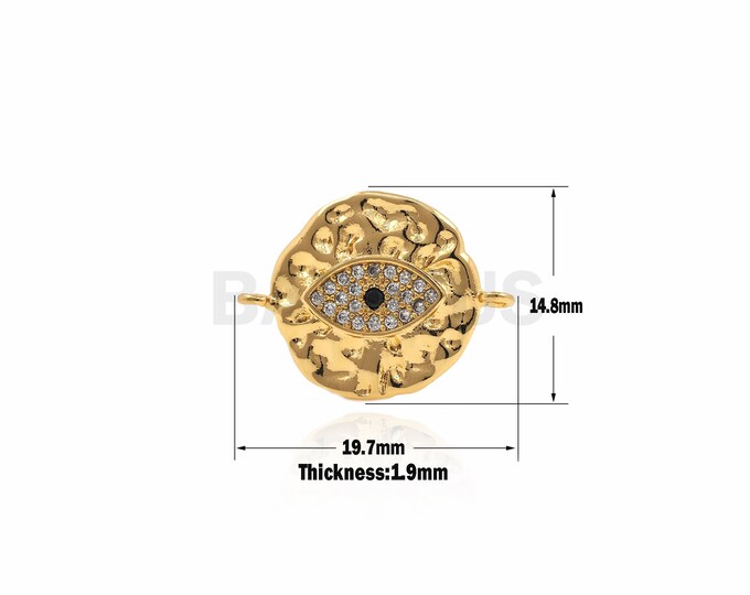 Gold Fill Eye Connector,Cubic Zirconia Medallion Jewelry Connectors,CZ Eye,Bracelet Charm 14.8x19.7x1.9 mm 1pcs