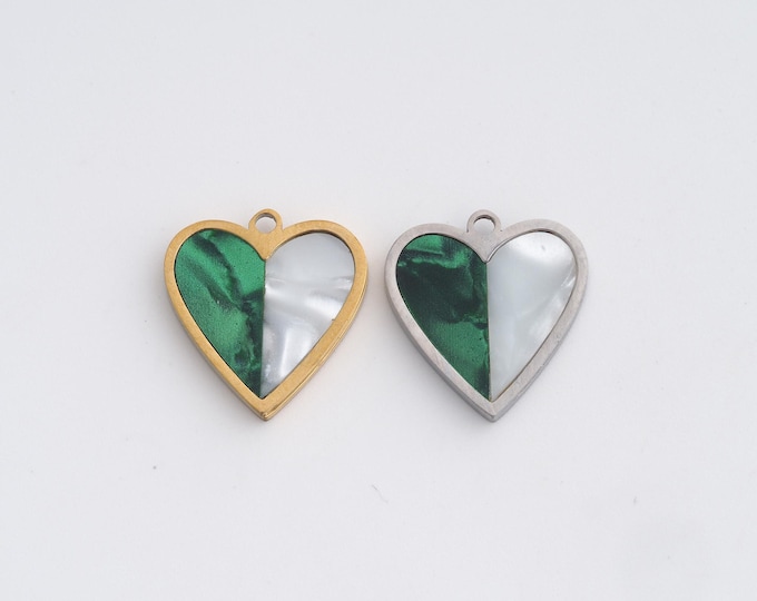 Stainless Steel Heart Pendant,Love Charms,Enamel Heart Charm Bracelet Necklace for DIY Jewelry Making Supply,15.8x15x2mm