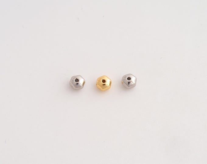 10 pcs Gold Hexagonal Beads,18K Gold Filld Tube Beads,for DIY Jewelry Making Supplies,4x3.2mm Hole 1mm