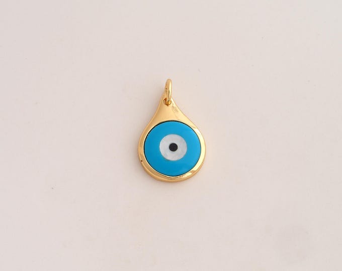 18K Gold Filled Evil Eye Charm,Dainty Enamel Devil Eye Pendant,Eye Pendant ,DIY Jewelry Supplies,19.6x12.5x3.6mm