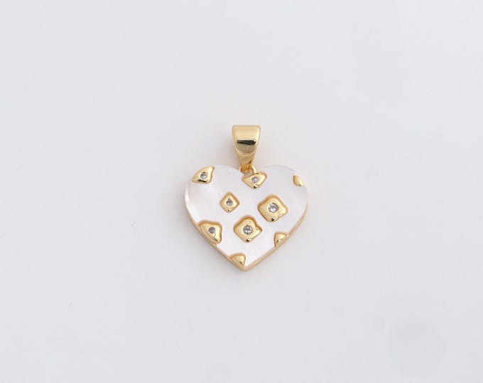 18K Gold Filled Heart Pendant,Gold Heart Charms,Heart Charm Bracelet Necklace for DIY Jewelry Making Supply,19x15.5x2.2mm