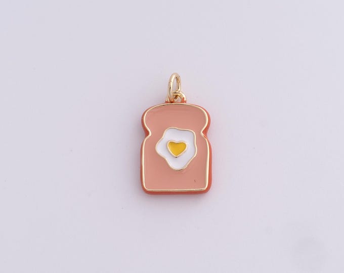 Enamel Bread Charms,18K Gold Filled Breakfast Pendant,Food Charms,DIY Jewelry Supplies,20.7x11.3x2.3mm