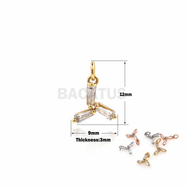 1PCS Suitable For Necklace, Bracelet, Jewelry, Windmill Pendant, Y-Shaped Pendant, Cubic Zirconia 18K Gold Filling 12x9x3mm