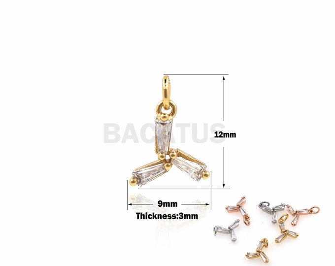 1PCS Suitable For Necklace, Bracelet, Jewelry, Windmill Pendant, Y-Shaped Pendant, Cubic Zirconia 18K Gold Filling 12x9x3mm