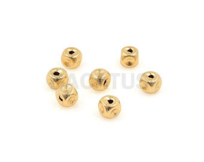 Square beads, brushed square beads, brass gold-plated nickel-free DIY jewelry, square gaskets 1pcs